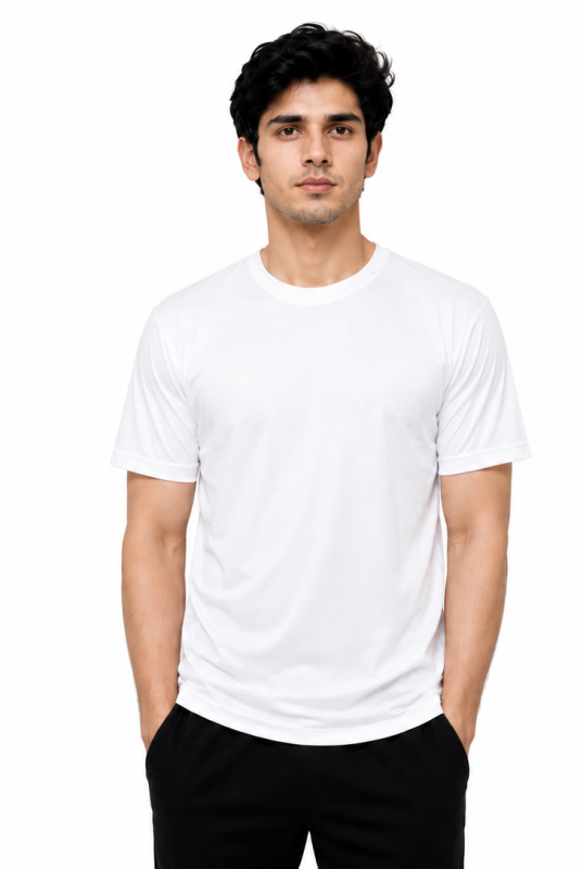 White Polyester T-shirt M size (180 GSM)