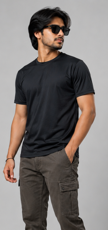 Black Sports T-shirt (180 GSM)
