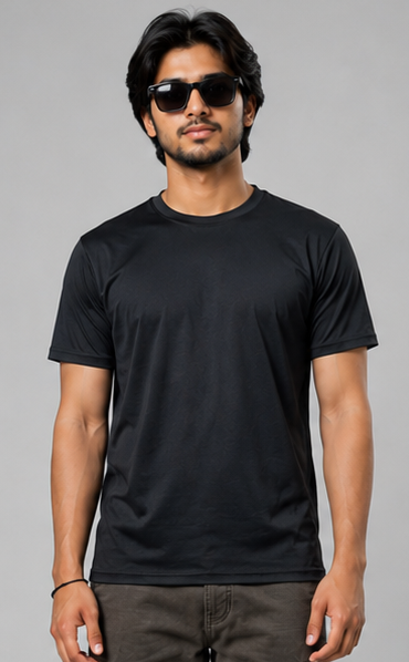 Black Sports T-shirt (180 GSM)