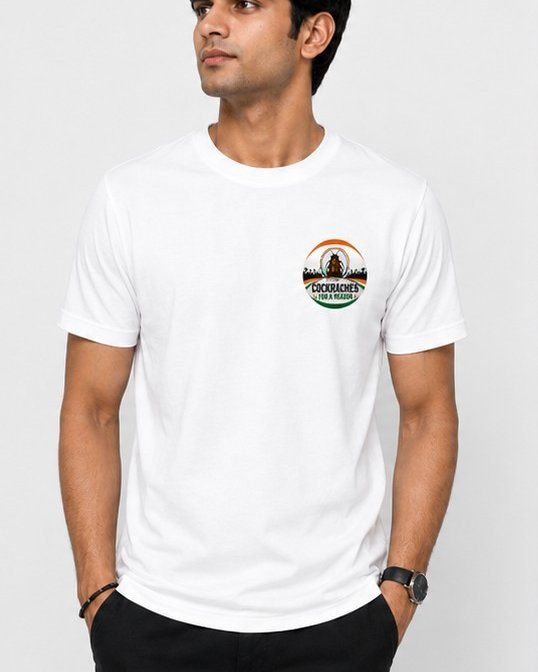 CJP them Men\\\'s WhiteGraphic Printed T-Shirt | Cockroach Theme | Round Neck | Half Sleeve
